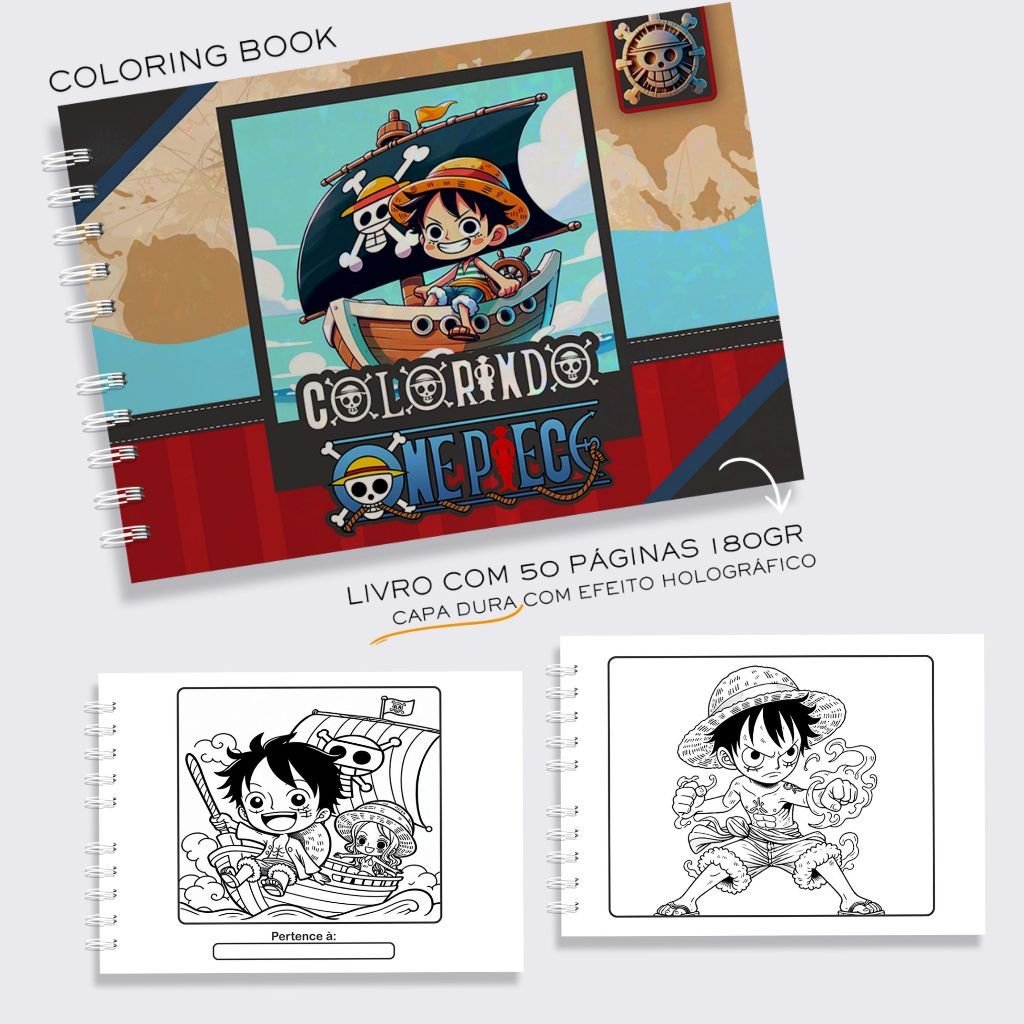 Livro de Colorir ONE PIECE ESTILO 50 Folhas 180G Caderno de Desenho ...