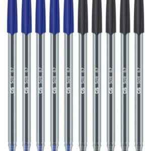 Kit 10 Canetas Esferográfica Scrit Ponta Agulha 0.7mm Cis - azul/preto