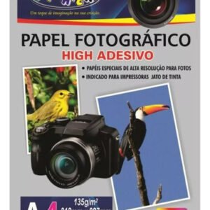 Papel Fotográfico High Glossy Adesivo 135g/ Pacote 20 Folhas - Branco