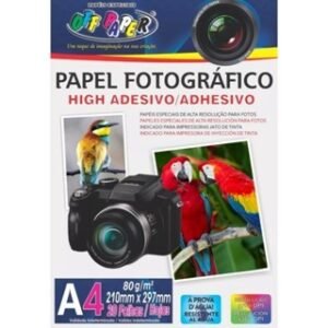 Papel Fotográfico Adesivo High Glossy 80g Off Paper Cor Branco - Branco 20 Folhas