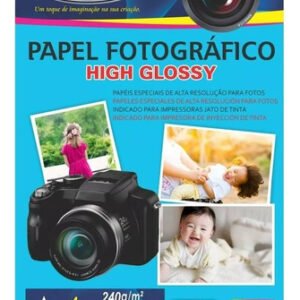 Papel Fotográfico A4 High Glossy 240g Off Paper 50 Folhas - Branco