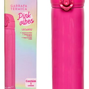 Garrafa Térmica 340ml Escola Lancheira Pink Vibes Leoarte - Rosa