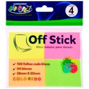 Bloco Adesivo Para Recado Off Stick 38x50mm 4 Cores