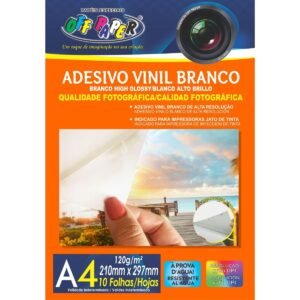 Adesivo Vinil A4 Branco Resistente A Água 10fls Off Paper