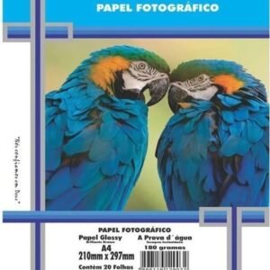 Papel Fotografico Glossy 180g Com 20 Folhas A4 Branco