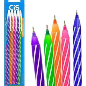 Caneta Esferográfica Cis Spiro Glow 0.7mm C/ 5 Cores