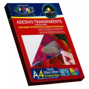 Adesivo Transparente Leitoso A4 120g 10 Folhas Jato De Tinta
