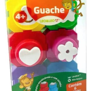 Guache Com 6 Carimbos C/ Pote Encaixável 20ml Cada - Leo&leo