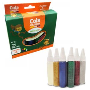 Cola Cola Colorida Com 6 Cores Leo & Leo Glitter Escolar Art