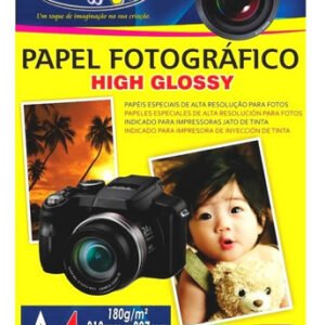 Papel Fotográfico Brilhante High Glossy 180g A4 C/ 20 Folhas - Branco