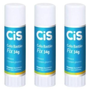 Cola Bastão Cis Fix 34g Escolar E Artesanato C/3 Unidades