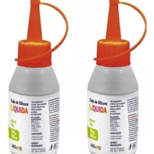 Kit 2 Colas Silicone Líquida Leoarte 60ml Artesanato Escolar - Transparente