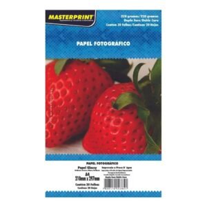 Papel Fotográfico Dupla Face Glossy 20 Folhas Brilhante 220g - papel 220g com 20 folhas