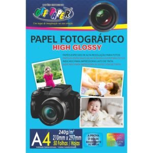 Papel Fotográfico A4 High Glossy 240g Off Paper 50 Folhas - Branco
