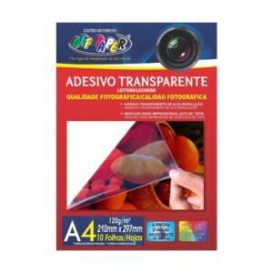 Adesivo Transparente Leitoso A4 120g 10 Folhas Jato De Tinta
