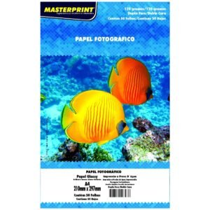 Papel Dupla Face Glossy 120g A4 Branco Masterprint 50 Folhas