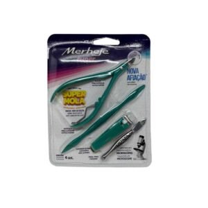 Kit Merheje Super Alicate Cortador De Unhas Espátula E Pinça - Verde