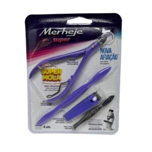 Kit Merheje Super Alicate Cortador De Unhas Espátula E Pinça