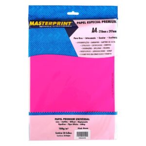 Papel Offset/sulfite Pink Neon 180g A4 20 Folhas Masterprint