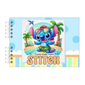 Livro De Colorir Stitch Capa Dura 50 Páginas Folha Grossa 180g A5 - Presente Para Crianças E Adultos, Combater O Estress - Azul