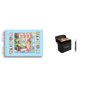 Kit de Caneta com Livro de Colorir - Kit Caneta 36 + Cad Bobbie Azu