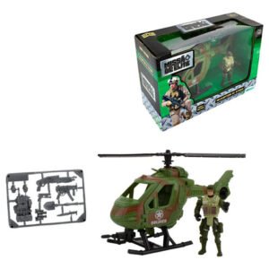 Brinquedo Helicóptero Ataque C/soldado Articulado Acessórios
