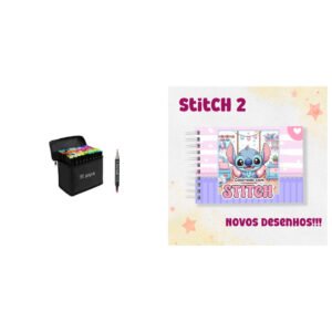 Kit de Caneta com Livro de Colorir - Kit Caneta 36 + Cad Lilo Roxo