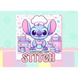 Livro De Colorir Stitch Capa Dura 50 Páginas Folha Grossa 180g A5 - Presente Para Crianças E Adultos, Combater O Estress - Lilas