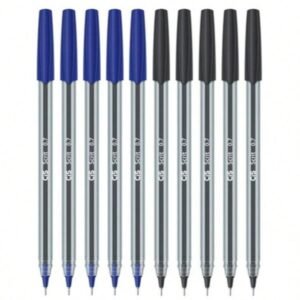Kit de Canetas Esferográfica Scrit Ponta Agulha 0.7mm Cis - 5 preta e 5 azul