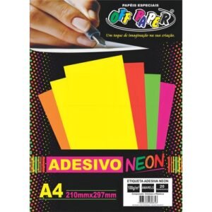 Adesivo Neon A4 20 Fls Vibrante Reage A Luz Negra Off Paper - Amarelo