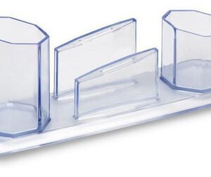 Porta Caneta Clips Lembretes Maxcril Acrilico Cristal 3 Em 1