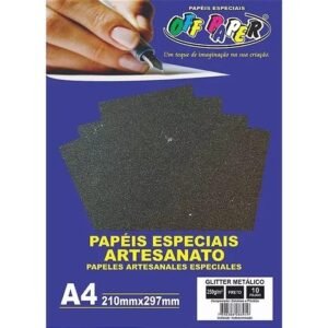 Papel Glitter A4 Metalizado 250g 10fls Topodebolo