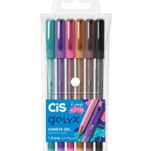Kit De Caneta Gel Tinta Cis Gelyx 1.0mm Com 6 Cores - Glitter