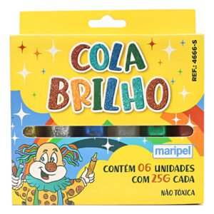 Cola Com Brilho Glitter Colorido Contém 06 Tubos De 25g.